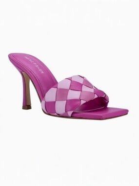 Marc Fisher Darasa Pink Woven Square Toe Slip-on Heeled Sandal Size 7.5